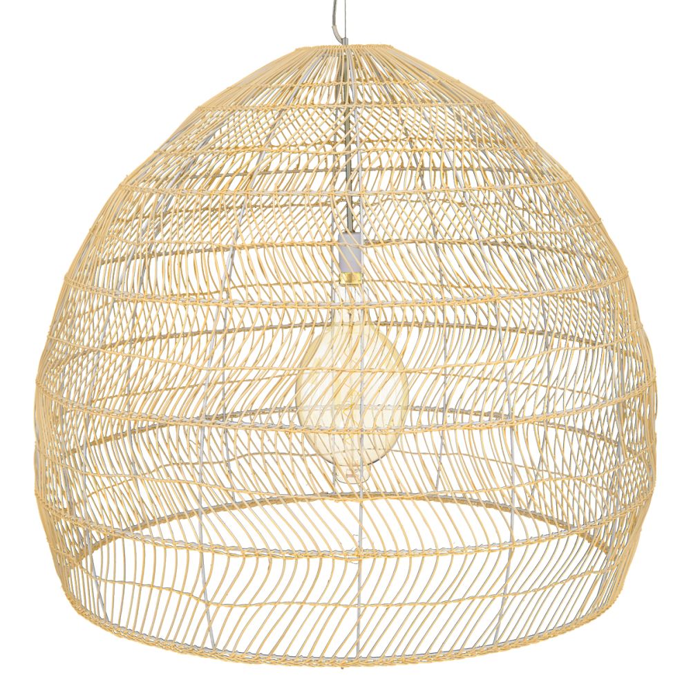 GLOBOSTAR® MALIBU 00974 Boho Κρεμαστό Φωτιστικό Οροφής με Ντουί 1 x E27 AC 220-240V IP20 - Μπεζ - Μ100 x Π100 x Y86cm