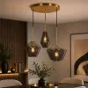 GLOBOSTAR® AMARIS 00976 Μοντέρνο Κρεμαστό Φωτιστικό Οροφής με Ντουί 3 x E27 AC 220-240V IP20 - Χρυσό & Ασημί - Μ70 x Π60 x Y50cm