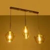 GLOBOSTAR® AMARIS 00977 Μοντέρνο Κρεμαστό Φωτιστικό Οροφής με Ντουί 3 x E27 AC 220-240V IP20 - Χρυσό & Μελί - Μ75 x Π30 x Υ30cm