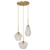 GLOBOSTAR® AMARIS 00978 Μοντέρνο Κρεμαστό Φωτιστικό Οροφής με Ντουί 3 x E27 AC 220-240V IP20 - Χρυσό & Μελί - Μ50 x Π50 x Υ30cm