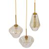 GLOBOSTAR® AMARIS 00978 Μοντέρνο Κρεμαστό Φωτιστικό Οροφής με Ντουί 3 x E27 AC 220-240V IP20 - Χρυσό & Μελί - Μ50 x Π50 x Υ30cm