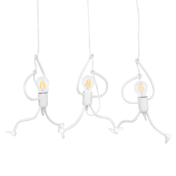 GLOBOSTAR® LITTLE MAN 00981 Μοντέρνο Κρεμαστό Φωτιστικό Οροφής με Ντουί 3 x E27 AC 220-240V IP20 - Λευκό - Μ70 x Π10 x Υ105cm