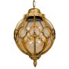 GLOBOSTAR® ETOILE 00987 Vintage Κρεμαστό Φωτιστικό Οροφής με Ντουί 1 x E27 AC 220-240V IP20 - Μπρούτζινο Εφέ Σκουριάς & Μελί - Μ28 x Π28 x Y38cm