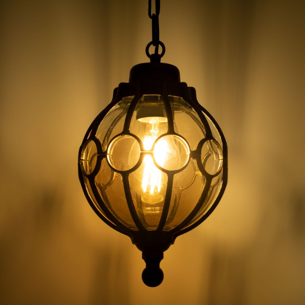 GLOBOSTAR® ETOILE 00988 Vintage Κρεμαστό Φωτιστικό Οροφής με Ντουί 1 x E27 AC 220-240V IP20 - Μπρούτζινο Εφέ Σκουριάς & Μελί - Μ18 x Π18 x Y27cm