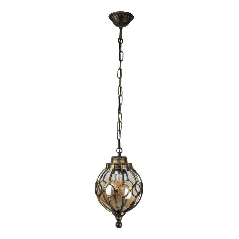 GLOBOSTAR® ETOILE 00988 Vintage Κρεμαστό Φωτιστικό Οροφής με Ντουί 1 x E27 AC 220-240V IP20 - Μπρούτζινο Εφέ Σκουριάς & Μελί - Μ18 x Π18 x Y27cm