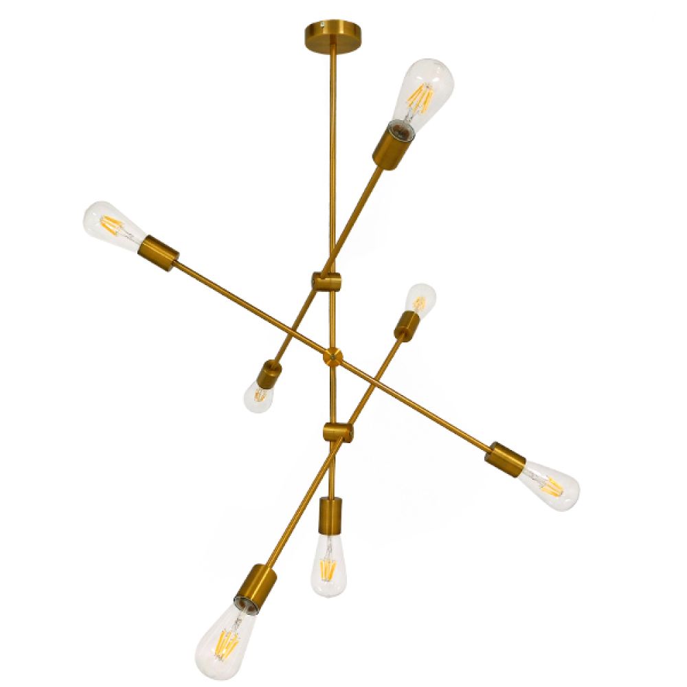 GLOBOSTAR® ESTHER 00993 Μοντέρνο Κρεμαστό Φωτιστικό Οροφής με Ντουί 7 x E27 AC 220-240V IP20 - Χρυσό - Μ75 x Π75 x Υ88cm