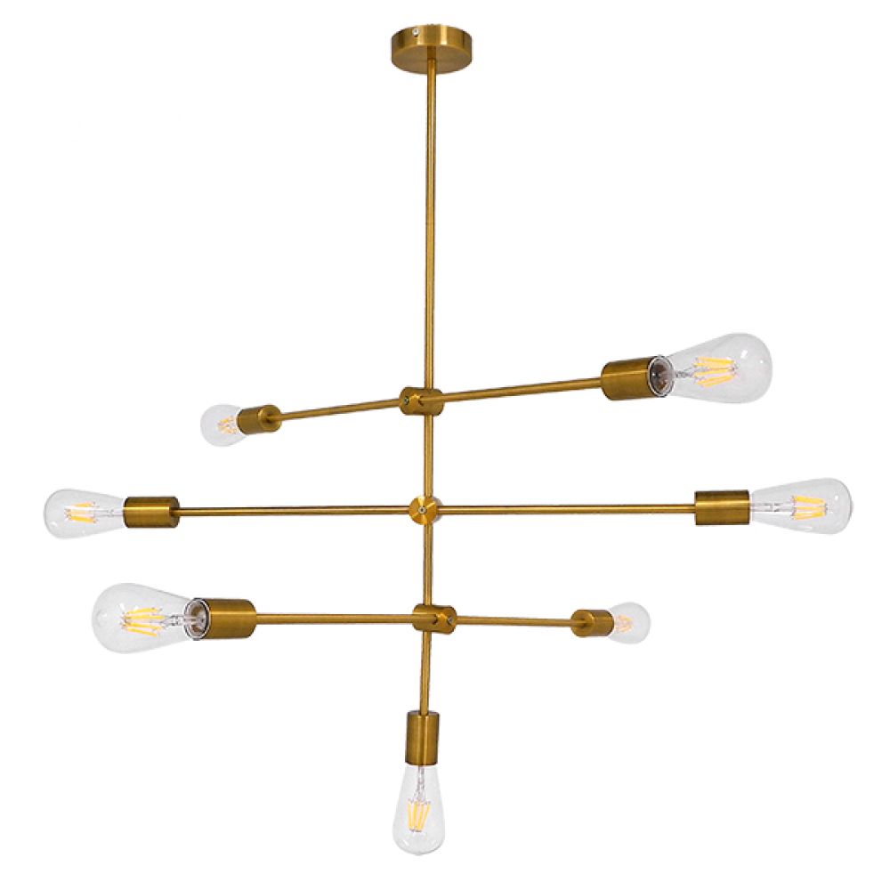 GLOBOSTAR® ESTHER 00993 Μοντέρνο Κρεμαστό Φωτιστικό Οροφής με Ντουί 7 x E27 AC 220-240V IP20 - Χρυσό - Μ75 x Π75 x Υ88cm