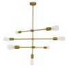 GLOBOSTAR® ESTHER 00993 Μοντέρνο Κρεμαστό Φωτιστικό Οροφής με Ντουί 7 x E27 AC 220-240V IP20 - Χρυσό - Μ75 x Π75 x Υ88cm