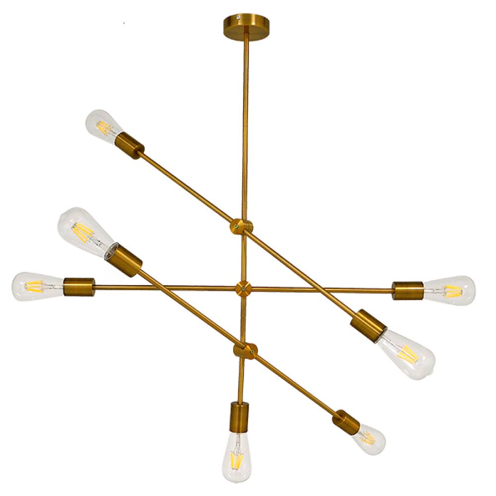 GLOBOSTAR® ESTHER 00993 Μοντέρνο Κρεμαστό Φωτιστικό Οροφής με Ντουί 7 x E27 AC 220-240V IP20 - Χρυσό - Μ75 x Π75 x Υ88cm