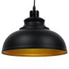 GLOBOSTAR® ANDY 01000 Μοντέρνο Κρεμαστό Φωτιστικό Οροφής με Ντουί 1 x E27 AC 220-240V IP20 - Μαύρο & Χρυσό - Μ35 x Π35 x Υ28cm