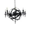 GLOBOSTAR® ESTELLE 01003 Vintage Κρεμαστό Φωτιστικό Οροφής με Ντουί 8 x E14 AC 220-240V IP20 - Μαύρο - Μ65 x Π65 x Y50cm