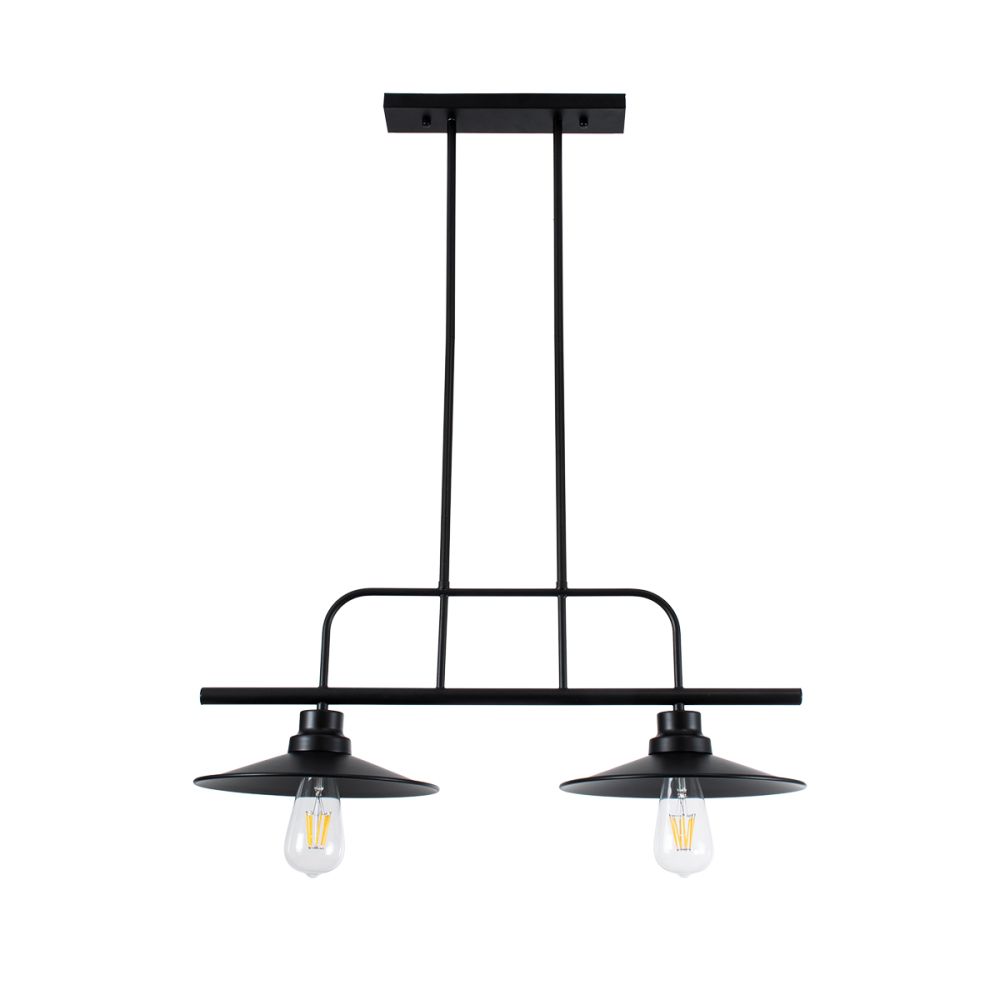 GLOBOSTAR® REGAL 01007 Vintage Φωτιστικό Οροφής με Ντουί 2 x E27 AC 220-240V IP20 - Μαύρο - Μ67 x Π26 x Υ85cm