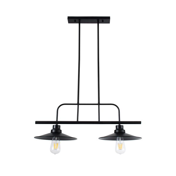 GLOBOSTAR® REGAL 01007 Vintage Φωτιστικό Οροφής με Ντουί 2 x E27 AC 220-240V IP20 - Μαύρο - Μ67 x Π26 x Υ85cm