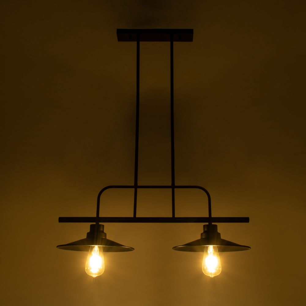 GLOBOSTAR® REGAL 01007 Vintage Φωτιστικό Οροφής με Ντουί 2 x E27 AC 220-240V IP20 - Μαύρο - Μ67 x Π26 x Υ85cm