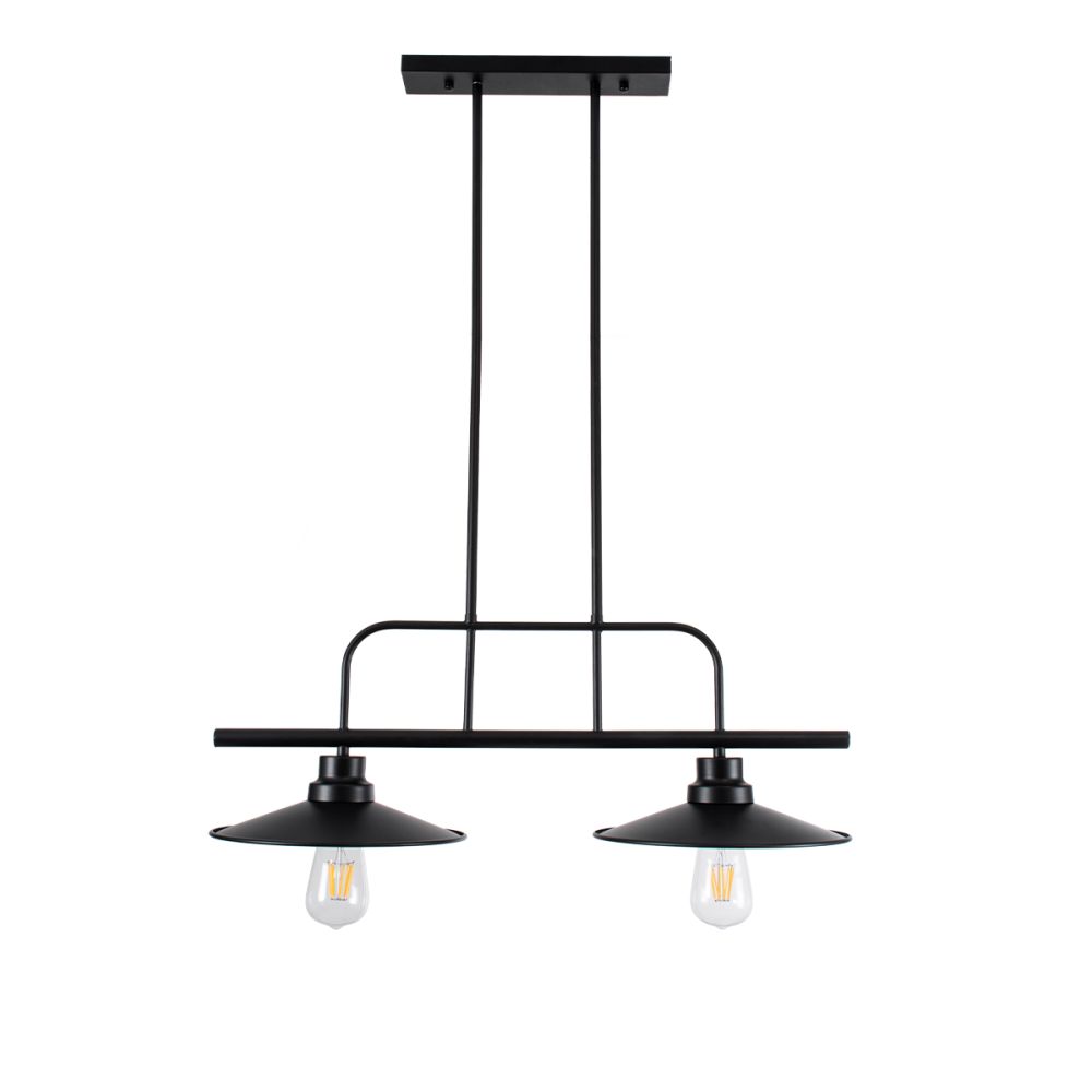 GLOBOSTAR® REGAL 01007 Vintage Φωτιστικό Οροφής με Ντουί 2 x E27 AC 220-240V IP20 - Μαύρο - Μ67 x Π26 x Υ85cm