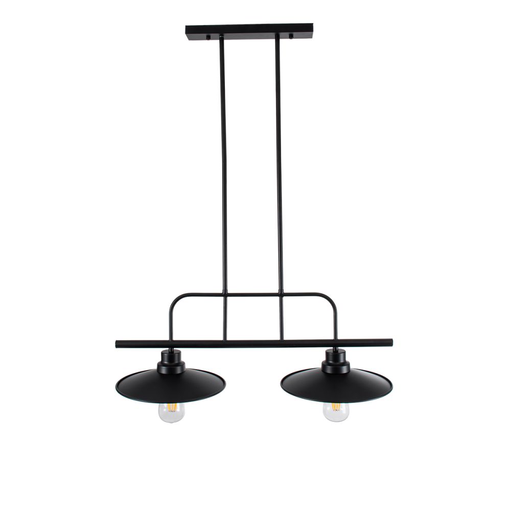 GLOBOSTAR® REGAL 01007 Vintage Φωτιστικό Οροφής με Ντουί 2 x E27 AC 220-240V IP20 - Μαύρο - Μ67 x Π26 x Υ85cm
