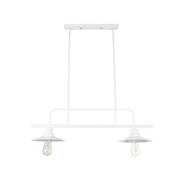 GloboStar® REGAL 01008 Vintage Φωτιστικό Οροφής Ράγα Δίφωτο 2 x E27 IP20 Λευκό Μέταλλο - Μ80 x Π26 x Υ82cm