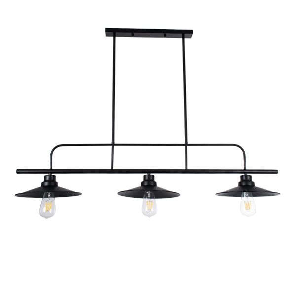 GLOBOSTAR® REGAL 01009 Vintage Φωτιστικό Οροφής με Ντουί 3 x E27 AC 220-240V IP20 - Μαύρο - Μ110 x Π26 x Υ75cm