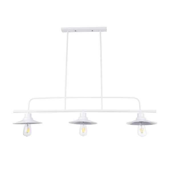 GloboStar® REGAL 01010 Vintage Φωτιστικό Οροφής Ράγα Τρίφωτο 3 x E27 IP20 Λευκό Μέταλλο - Μ110 x Π26 x Υ75cm