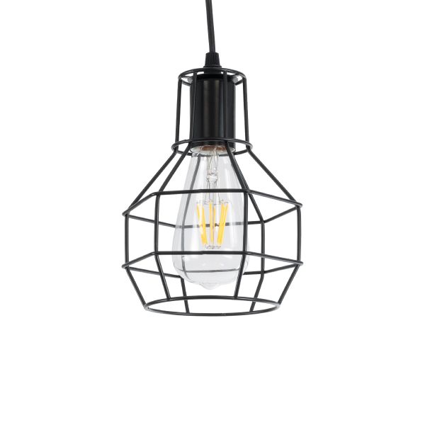 GLOBOSTAR® CAGE 01017 Vintage Κρεμαστό Φωτιστικό Οροφής με Ντουί 1 x E27 AC 220-240V IP20 - Μαύρο - Μ15 x Π15 x Υ20cm