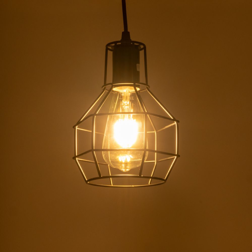 GLOBOSTAR® CAGE 01017 Vintage Κρεμαστό Φωτιστικό Οροφής με Ντουί 1 x E27 AC 220-240V IP20 - Μαύρο - Μ15 x Π15 x Υ20cm