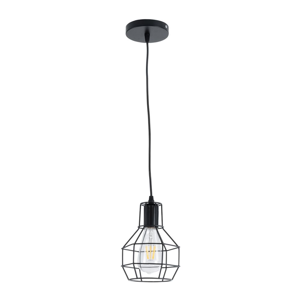 GLOBOSTAR® CAGE 01017 Vintage Κρεμαστό Φωτιστικό Οροφής με Ντουί 1 x E27 AC 220-240V IP20 - Μαύρο - Μ15 x Π15 x Υ20cm
