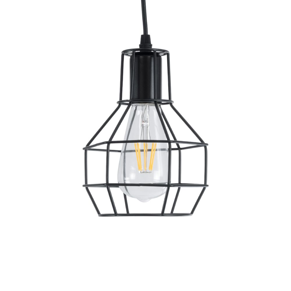 GLOBOSTAR® CAGE 01017 Vintage Κρεμαστό Φωτιστικό Οροφής με Ντουί 1 x E27 AC 220-240V IP20 - Μαύρο - Μ15 x Π15 x Υ20cm