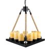 GLOBOSTAR® DOME 10001021 Vintage Κρεμαστό Φωτιστικό Οροφής με Ντουί 9 x E27 AC 220-240V IP20 - Μπεζ & Μαύρο - Μ68 x Π60 x Υ50cm