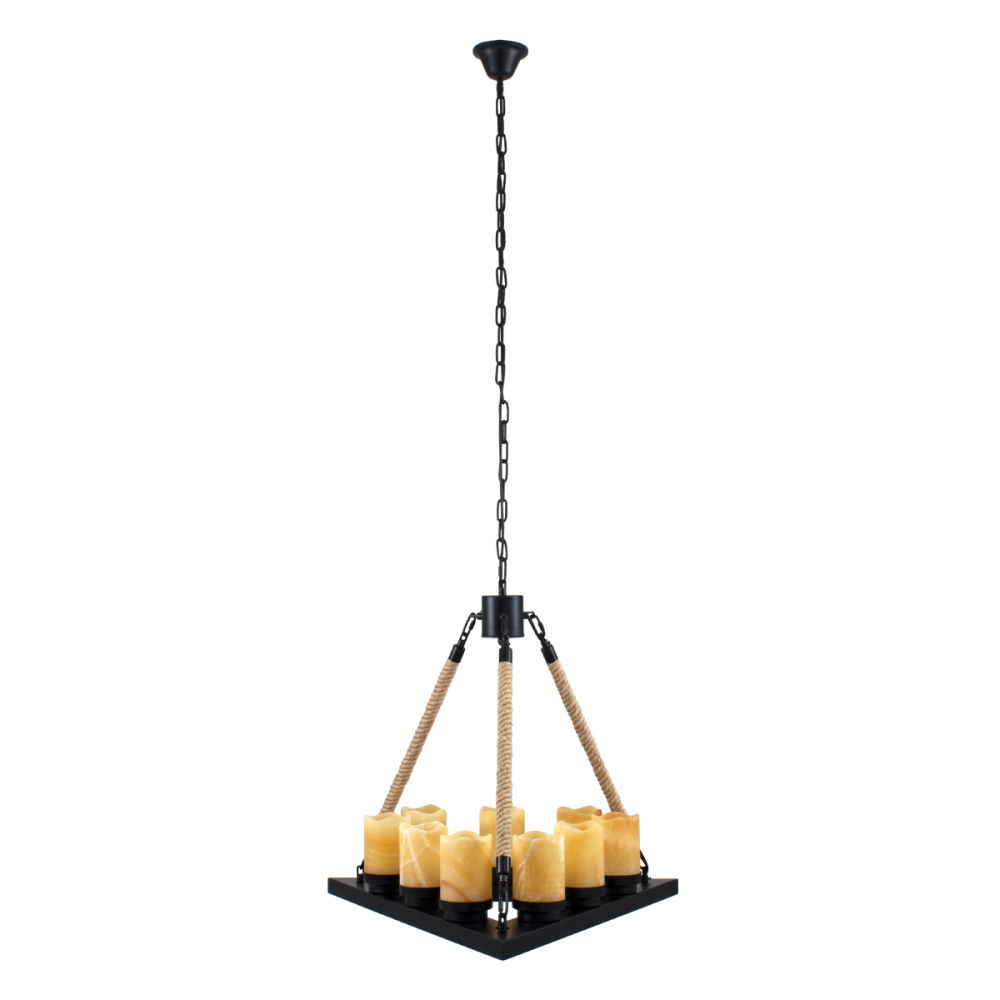 GLOBOSTAR® DOME 10001021 Vintage Κρεμαστό Φωτιστικό Οροφής με Ντουί 9 x E27 AC 220-240V IP20 - Μπεζ & Μαύρο - Μ68 x Π60 x Υ50cm