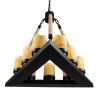 GLOBOSTAR® DOME 10001021 Vintage Κρεμαστό Φωτιστικό Οροφής με Ντουί 9 x E27 AC 220-240V IP20 - Μπεζ & Μαύρο - Μ68 x Π60 x Υ50cm