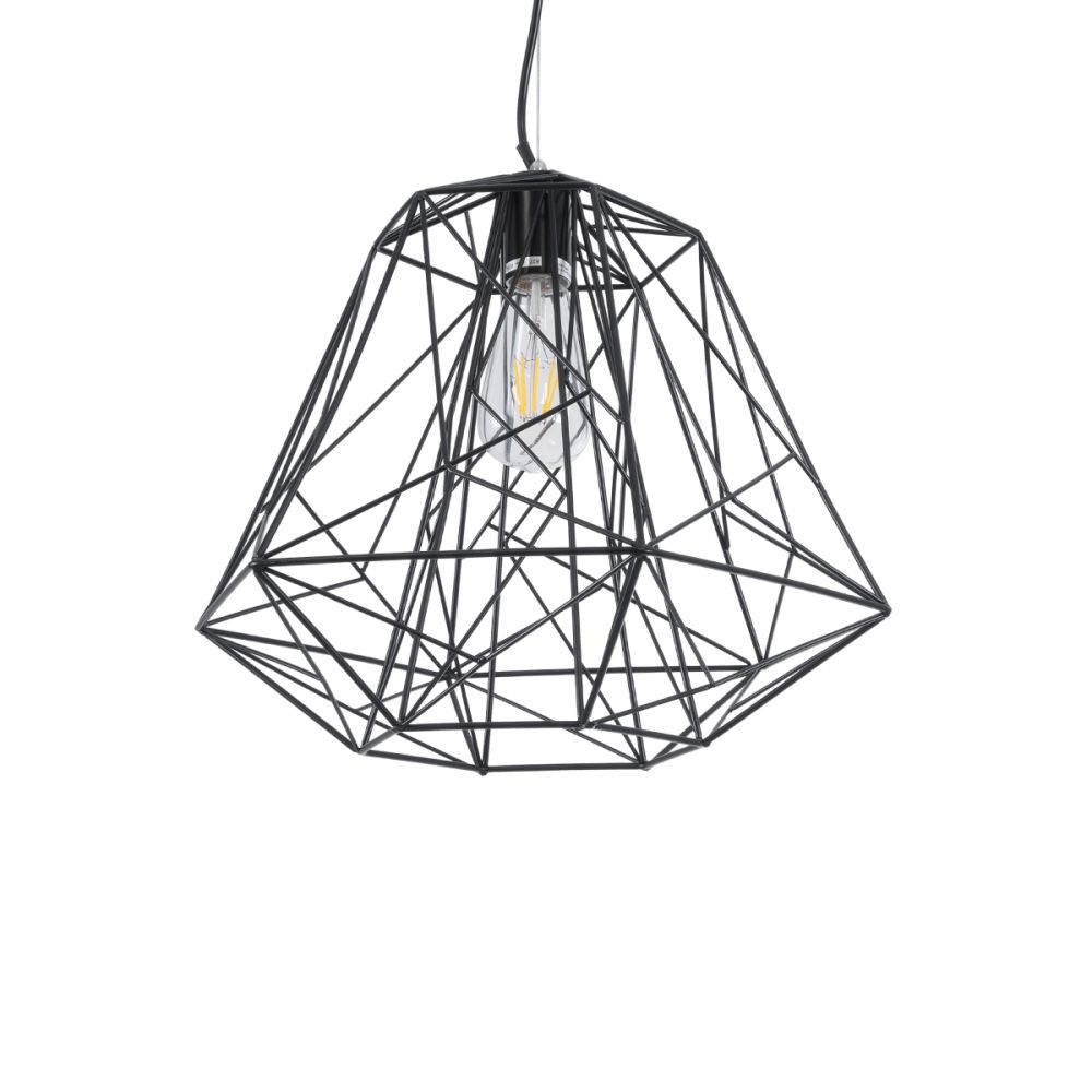 GLOBOSTAR® GRID 01022 Vintage Κρεμαστό Φωτιστικό Οροφής με Ντουί 1 x E27 AC 220-240V IP20 - Μαύρο - Μ40 x Π40 x Υ33cm
