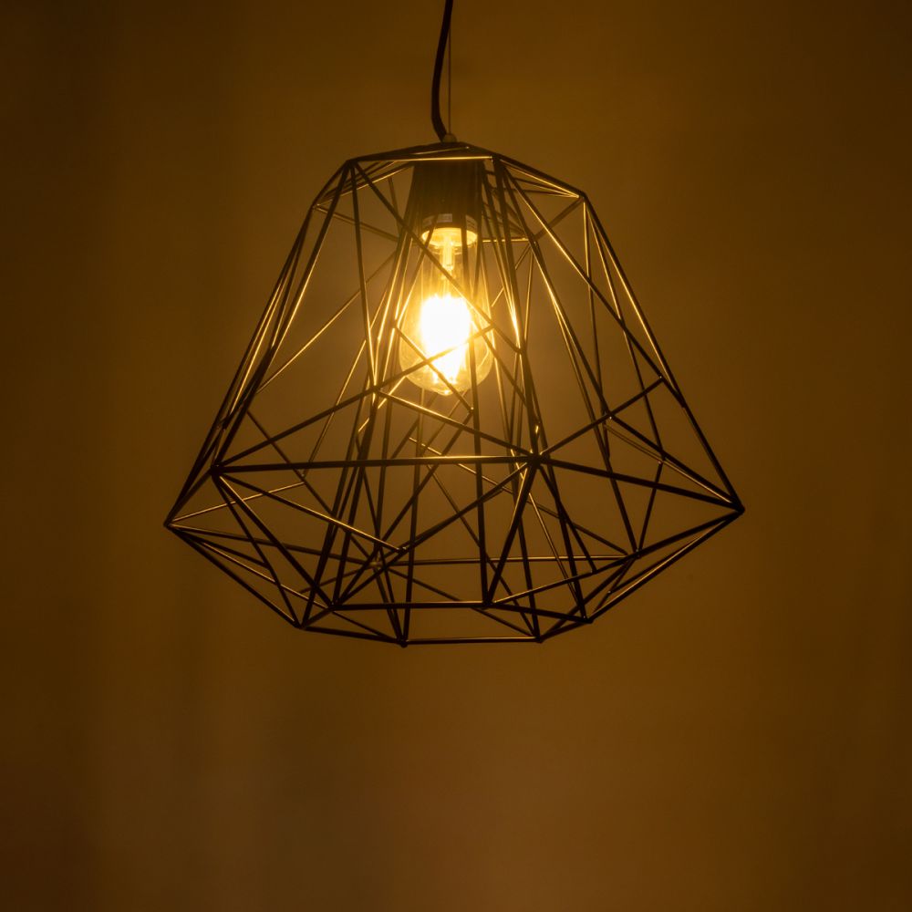 GLOBOSTAR® GRID 01022 Vintage Κρεμαστό Φωτιστικό Οροφής με Ντουί 1 x E27 AC 220-240V IP20 - Μαύρο - Μ40 x Π40 x Υ33cm