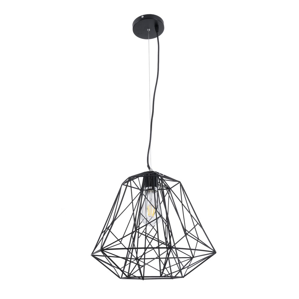 GLOBOSTAR® GRID 01022 Vintage Κρεμαστό Φωτιστικό Οροφής με Ντουί 1 x E27 AC 220-240V IP20 - Μαύρο - Μ40 x Π40 x Υ33cm