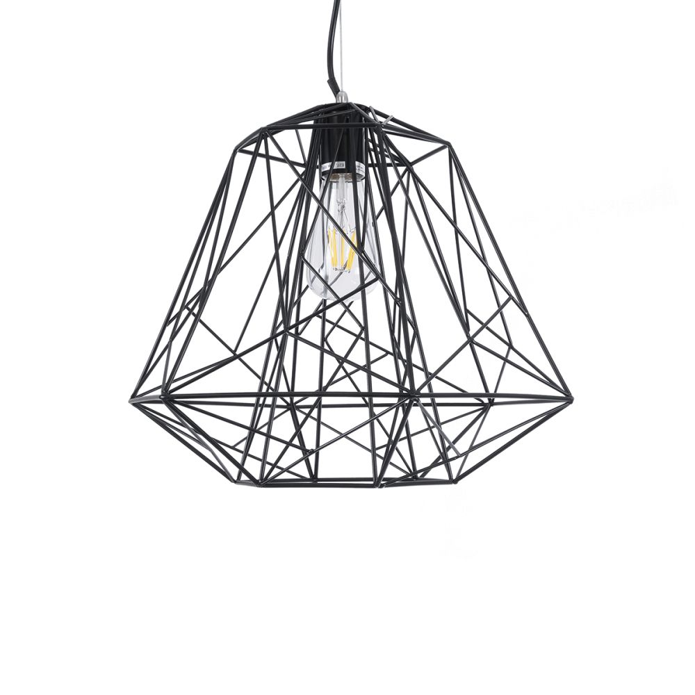 GLOBOSTAR® GRID 01022 Vintage Κρεμαστό Φωτιστικό Οροφής με Ντουί 1 x E27 AC 220-240V IP20 - Μαύρο - Μ40 x Π40 x Υ33cm