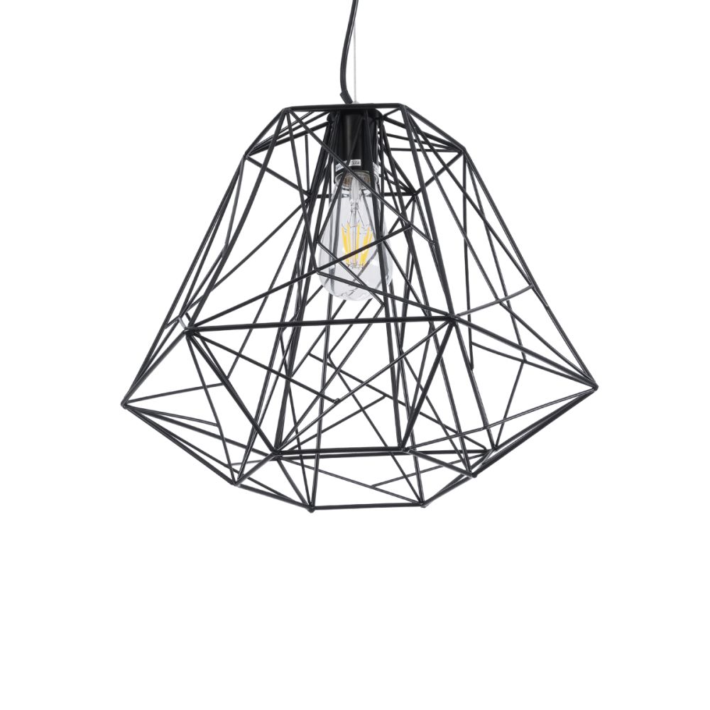 GLOBOSTAR® GRID 01022 Vintage Κρεμαστό Φωτιστικό Οροφής με Ντουί 1 x E27 AC 220-240V IP20 - Μαύρο - Μ40 x Π40 x Υ33cm
