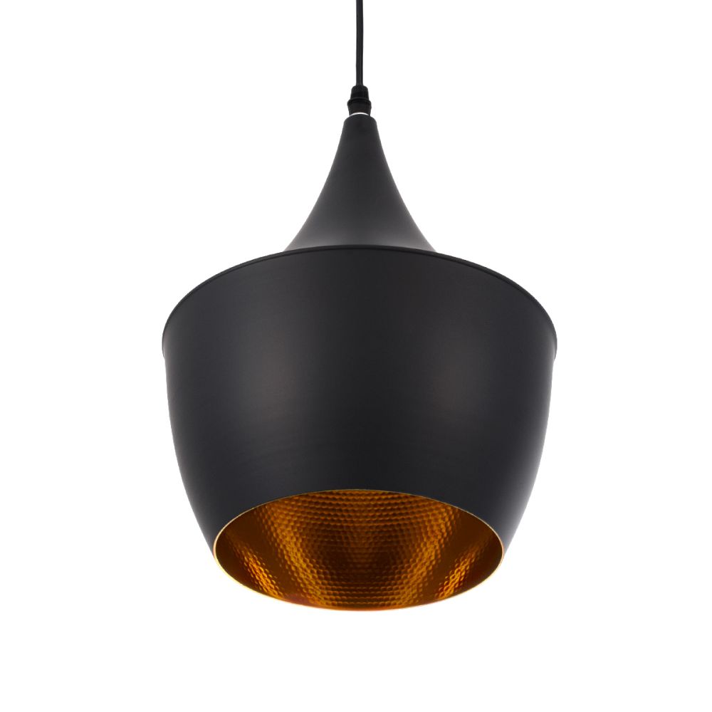 GLOBOSTAR® SHANGHAI 01025-A Μοντέρνο Κρεμαστό Φωτιστικό Οροφής με Ντουί 1 x E27 AC 220-240V IP20 - Μαύρο & Χρυσό - Μ24 x Π24 x Υ30cm