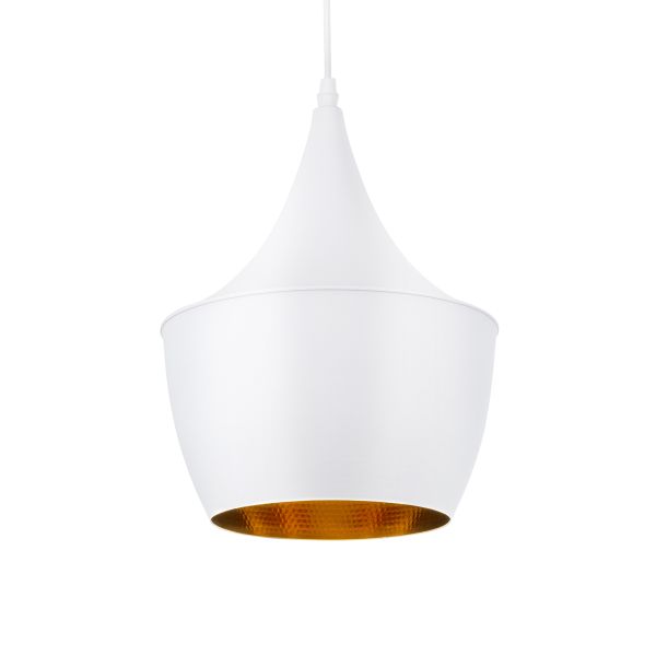 GLOBOSTAR® SHANGHAI 01026-A Μοντέρνο Κρεμαστό Φωτιστικό Οροφής με Ντουί 1 x E27 AC 220-240V IP20 - Λευκό & Χρυσό - Μ24 x Π24 x Υ30cm