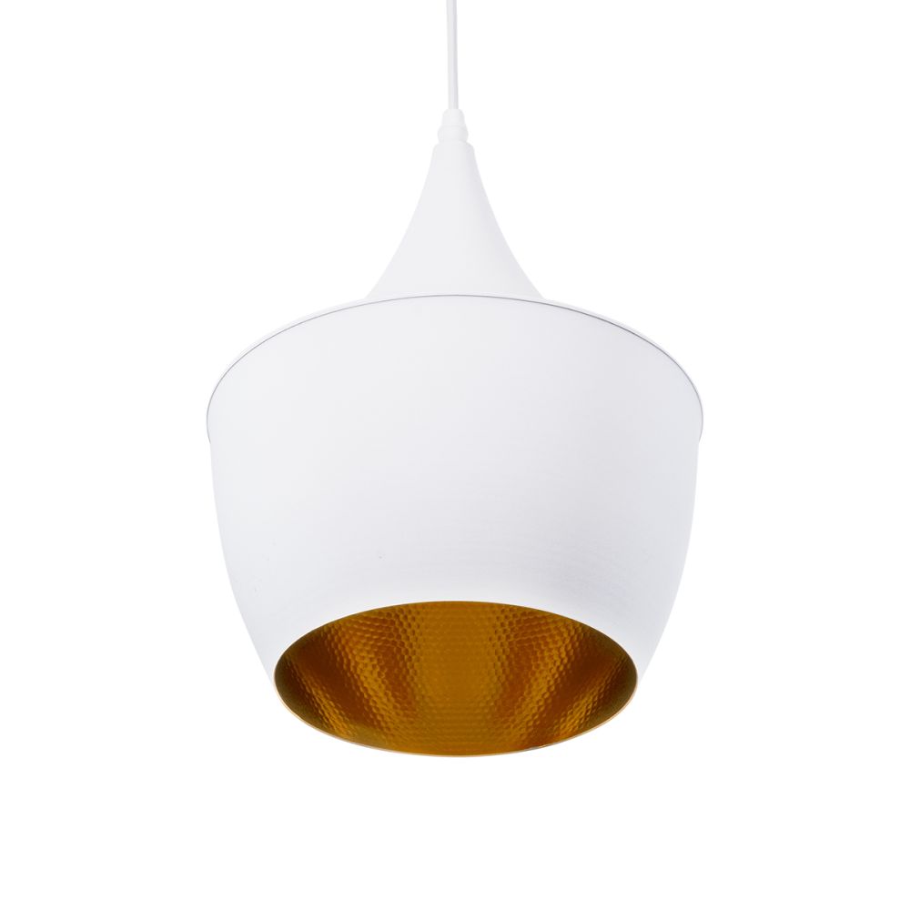 GLOBOSTAR® SHANGHAI 01026-A Μοντέρνο Κρεμαστό Φωτιστικό Οροφής με Ντουί 1 x E27 AC 220-240V IP20 - Λευκό & Χρυσό - Μ24 x Π24 x Υ30cm