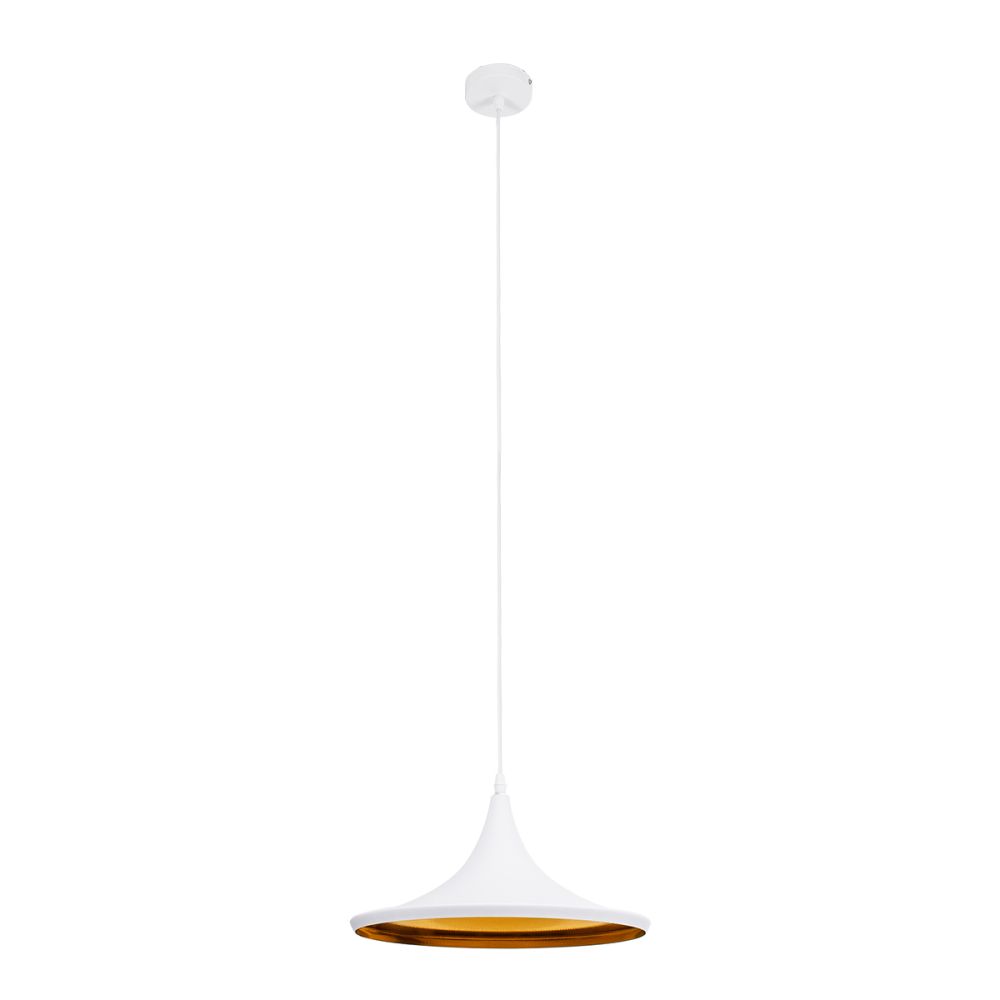 GLOBOSTAR® SHANGHAI 01026-B Μοντέρνο Κρεμαστό Φωτιστικό Οροφής με Ντουί 1 x E27 AC 220-240V IP20 - Λευκό & Χρυσό - Μ37 x Π37 x Υ17cm