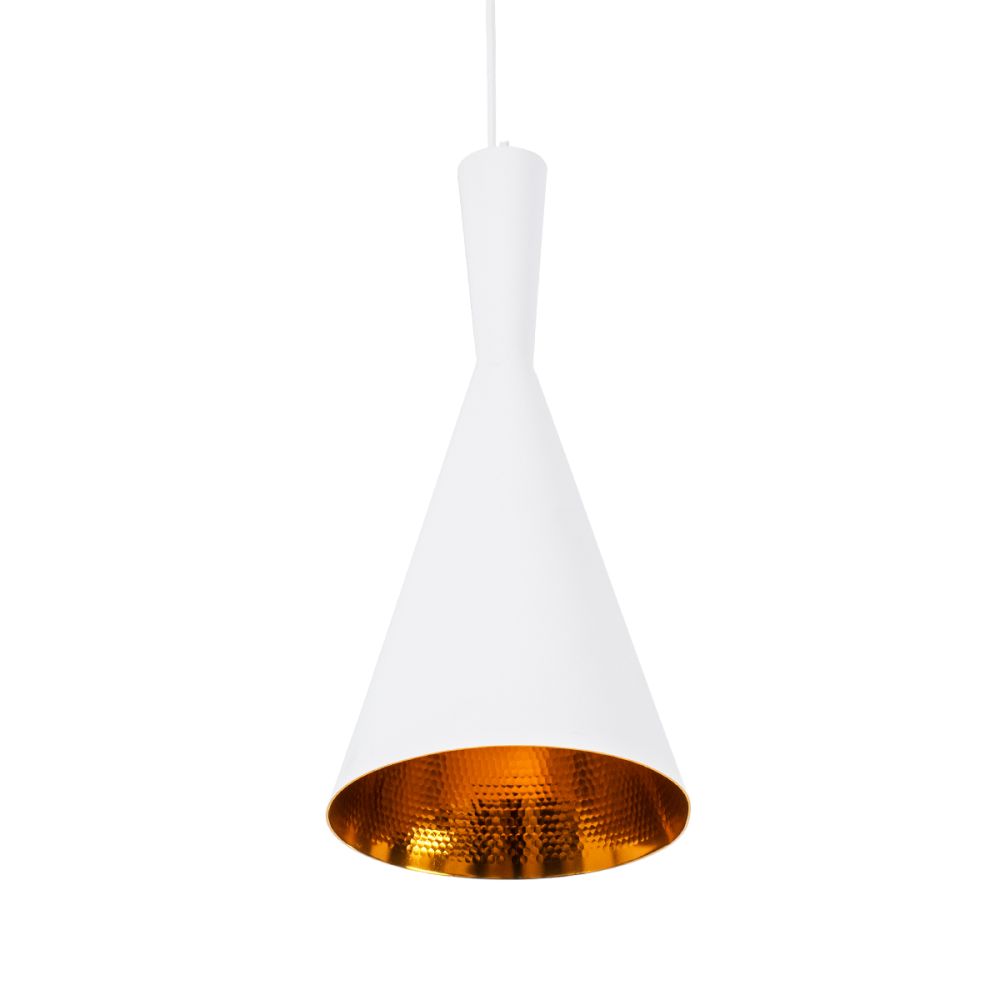 GLOBOSTAR® SHANGHAI 01026-C Μοντέρνο Κρεμαστό Φωτιστικό Οροφής με Ντουί 1 x E27 AC 220-240V IP20 - Λευκό & Χρυσό - Μ19 x Π19 x Υ38cm