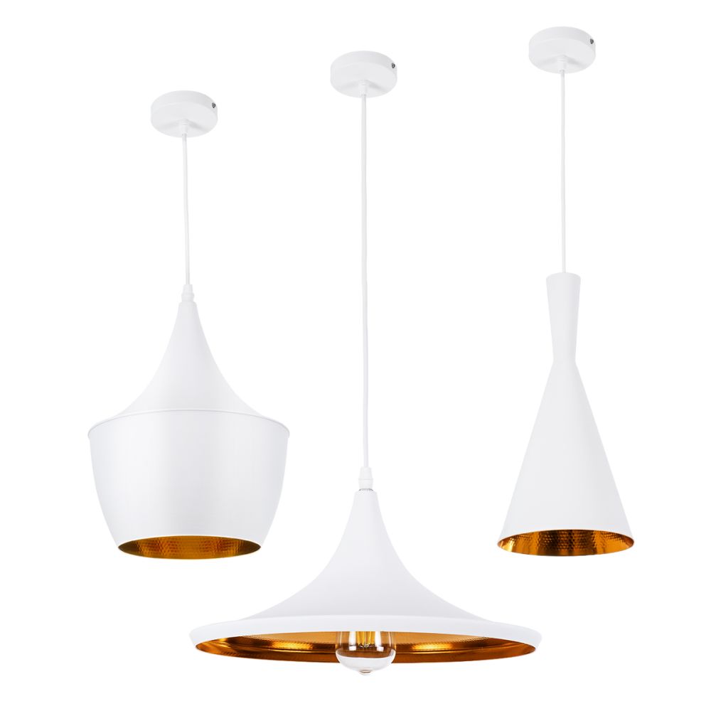 GLOBOSTAR® SHANGHAI 01026 Μοντέρνο Κρεμαστό Φωτιστικό Οροφής με Ντουί 3 x E27 AC 220-240V IP20 - Λευκό & Χρυσό - Μ79.5 x Π79.5 x Υ38cm - Σετ 3 Τεμαχίων
