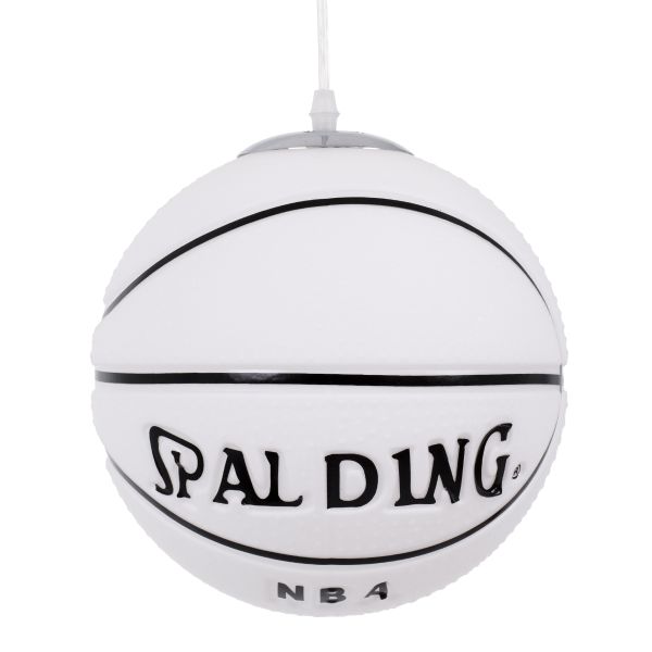 GLOBOSTAR® SPALDING NBA 01031 Παιδικό Κρεμαστό Φωτιστικό Οροφής με Ντουί 1 x E27 AC 220-240V IP20 - Λευκό & Μαύρο - Μ25 x Π25 x Υ25cm