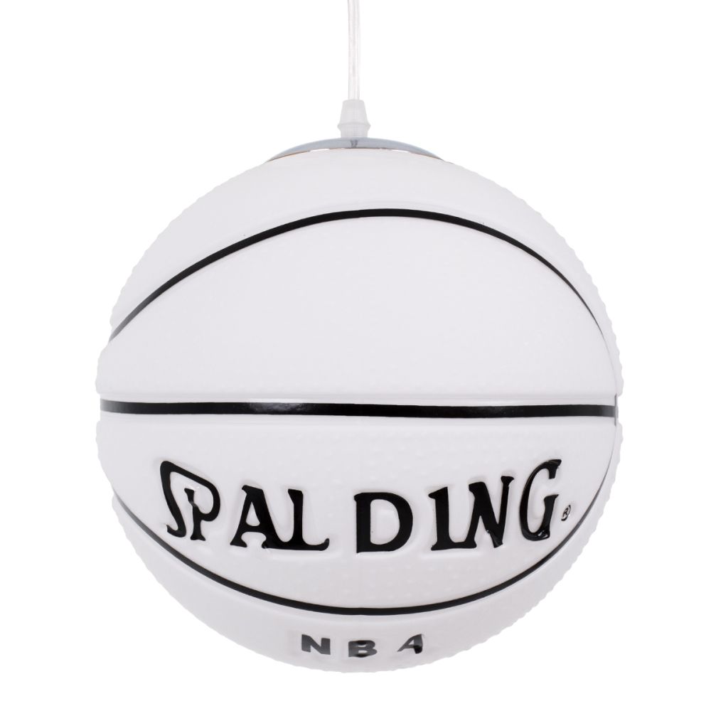 GLOBOSTAR® SPALDING NBA 01031 Παιδικό Κρεμαστό Φωτιστικό Οροφής με Ντουί 1 x E27 AC 220-240V IP20 - Λευκό & Μαύρο - Μ25 x Π25 x Υ25cm