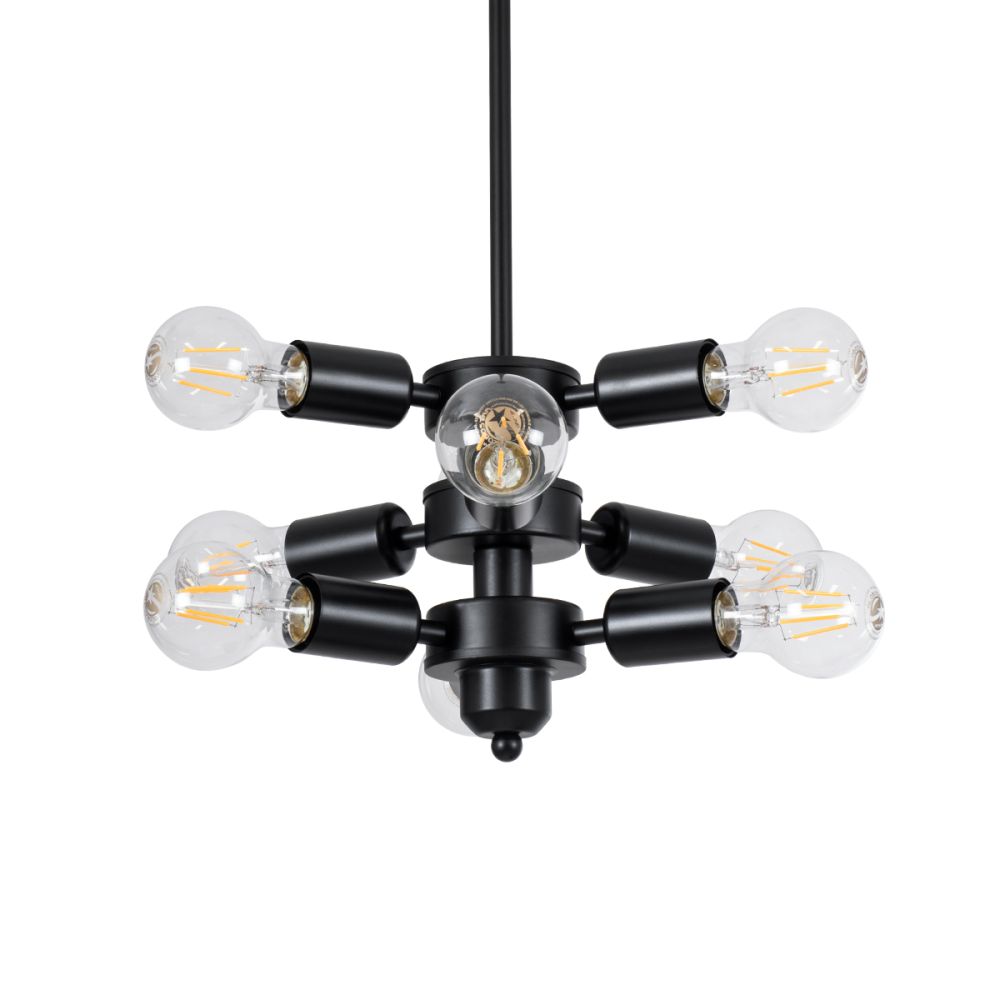 GLOBOSTAR® DELIR 01035 Μοντέρνο Φωτιστικό Οροφής με Ντουί 9 x E27 AC 220-240V IP20 - Μαύρο - Μ24 x Π24 x Υ23cm