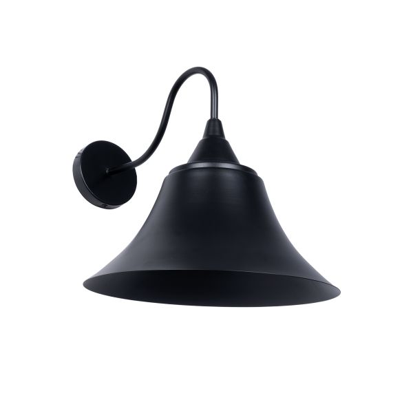 GloboStar® BELL 01038 Vintage Επιτοίχιο Φωτιστικό Απλίκα Μονόφωτο 1 x E27 IP20 Μαύρο Μέταλλο - Μ35 x Π28.5 x Υ30cm