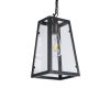 GLOBOSTAR® LIMA 01040 Vintage Κρεμαστό Φωτιστικό Οροφής με Ντουί 1 x E27 AC 220-240V IP20 - Μαύρο & Διάφανο - Μ17 x Π14 x Υ26cm