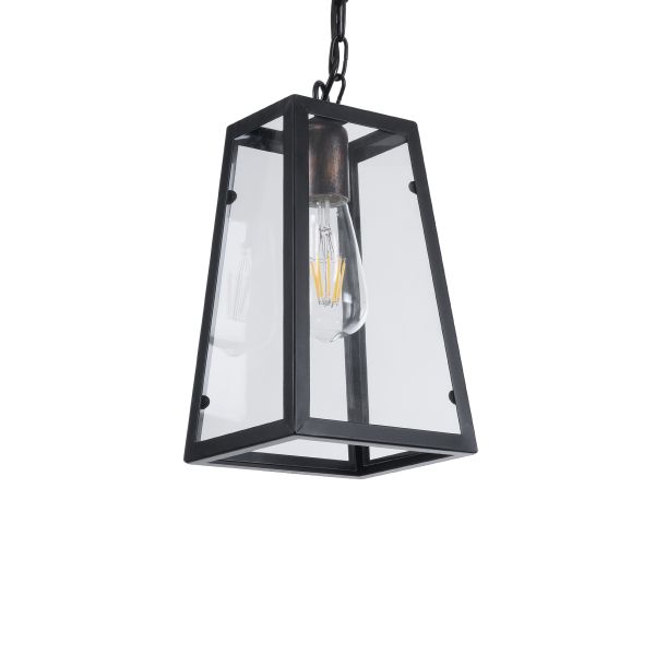 GLOBOSTAR® LIMA 01040 Vintage Κρεμαστό Φωτιστικό Οροφής με Ντουί 1 x E27 AC 220-240V IP20 - Μαύρο - Μ17 x Π14 x Υ26cm