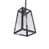 GLOBOSTAR® LIMA 01040 Vintage Κρεμαστό Φωτιστικό Οροφής με Ντουί 1 x E27 AC 220-240V IP20 - Μαύρο & Διάφανο - Μ17 x Π14 x Υ26cm