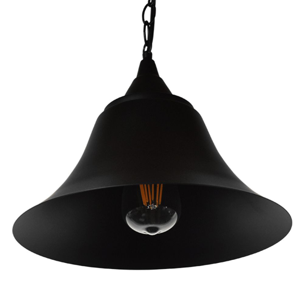 GLOBOSTAR® CLOCHER 01041 Vintage Κρεμαστό Φωτιστικό Οροφής με Ντουί 1 x E27 AC 220-240V IP20 - Μαύρο - Μ29 x Π29 x Υ34cm