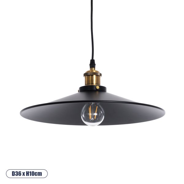 GLOBOSTAR® CARAVEL 01042 Vintage Κρεμαστό Φωτιστικό Οροφής με Ντουί 1 x E27 AC 220-240V IP20 - Μαύρο & Χρυσό - Μ36 x Π36 x Υ10cm